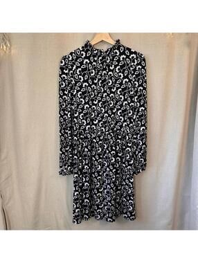 Boden Clara Jersey Knit Black & White Dress| Size 8